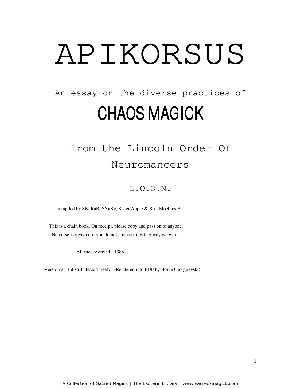 Apikorsus cover