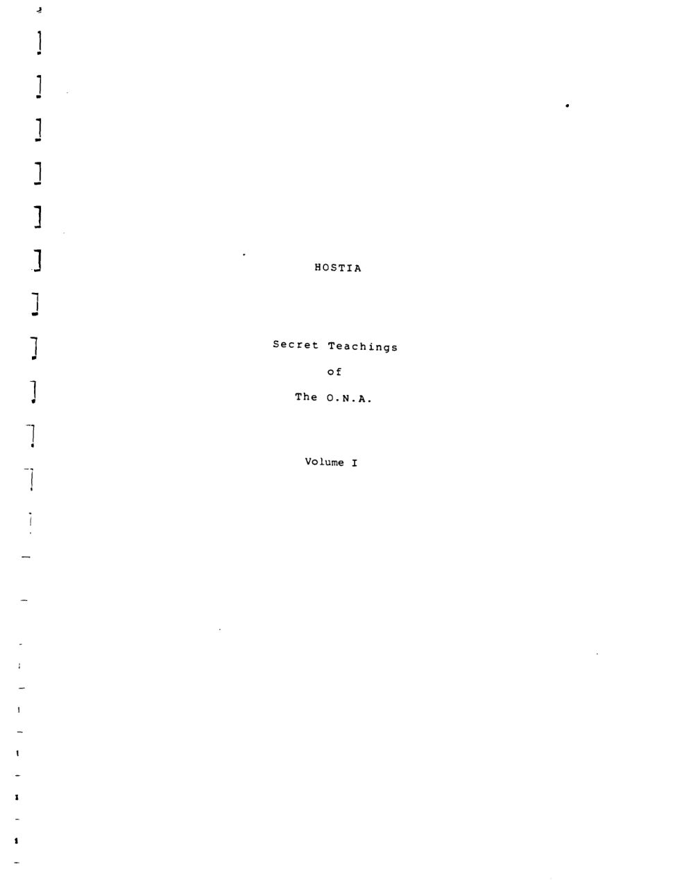 ONA - Hostia Volume I cover