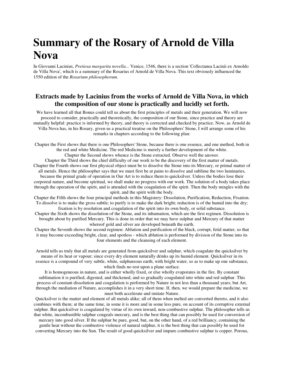 Summary of the Rosary of Arnold de Villa Nova cover