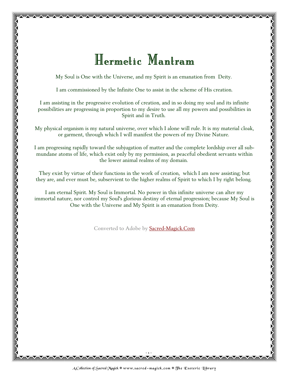 Hermetic Mantram cover
