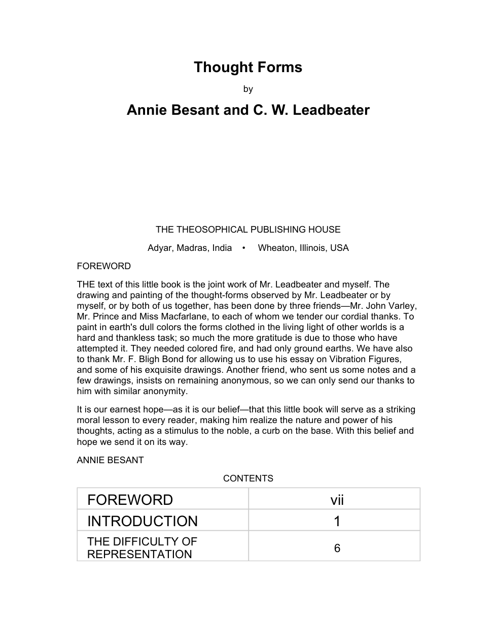 C W Leadbeater - Thought-Forms cover