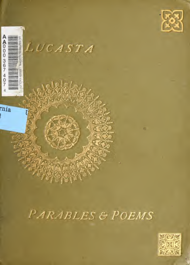Lucasta, parables and poems - A E Waite 1894 cover
