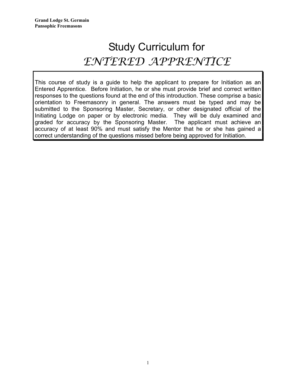 Entered Apprentice Study Guide cover