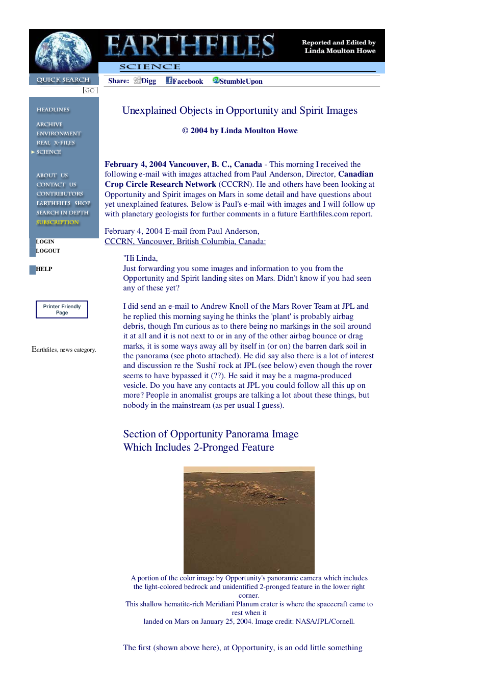 02 04 2004 Unexplained Objects in Opportunity and Spirit Images cover