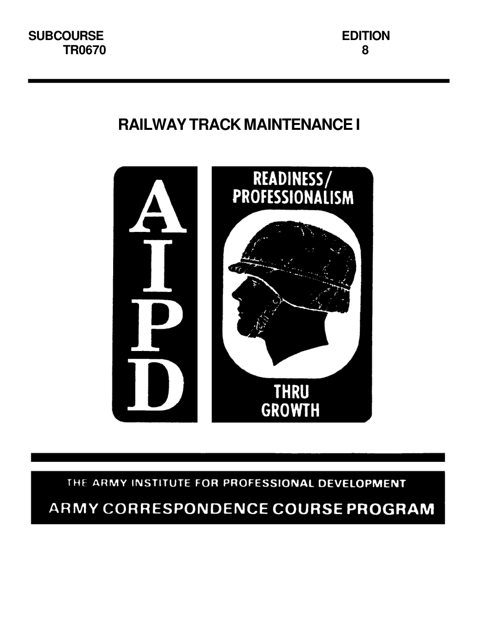 ARMY Railroad - Railway Track Maintenance I Ed.8 120pgs cover