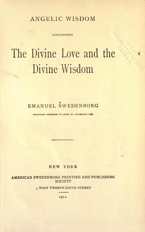 Angelic Wisdom - E Swedenborg (1912) cover