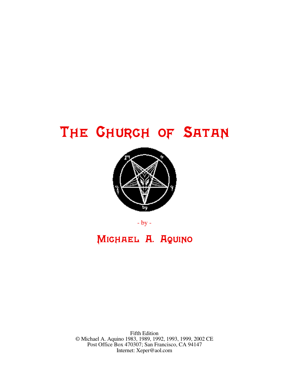 Michael A. Aquino - Church of Satan cover