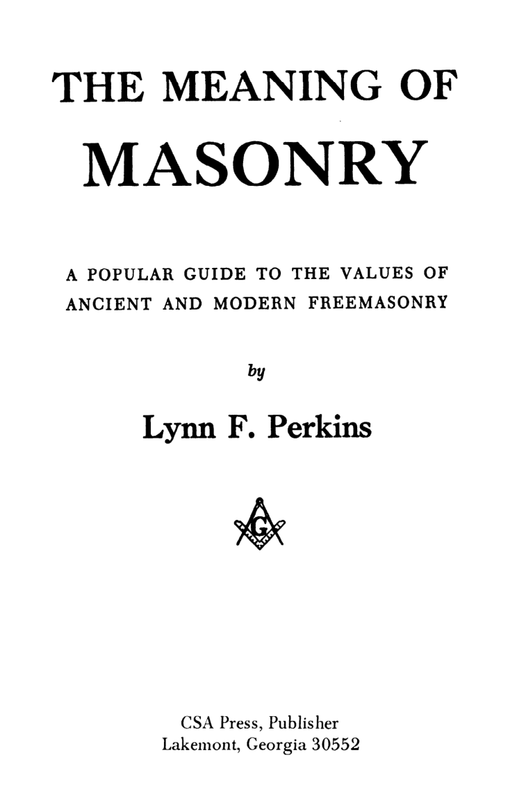 Perkins - The Meaning of Masonry cover