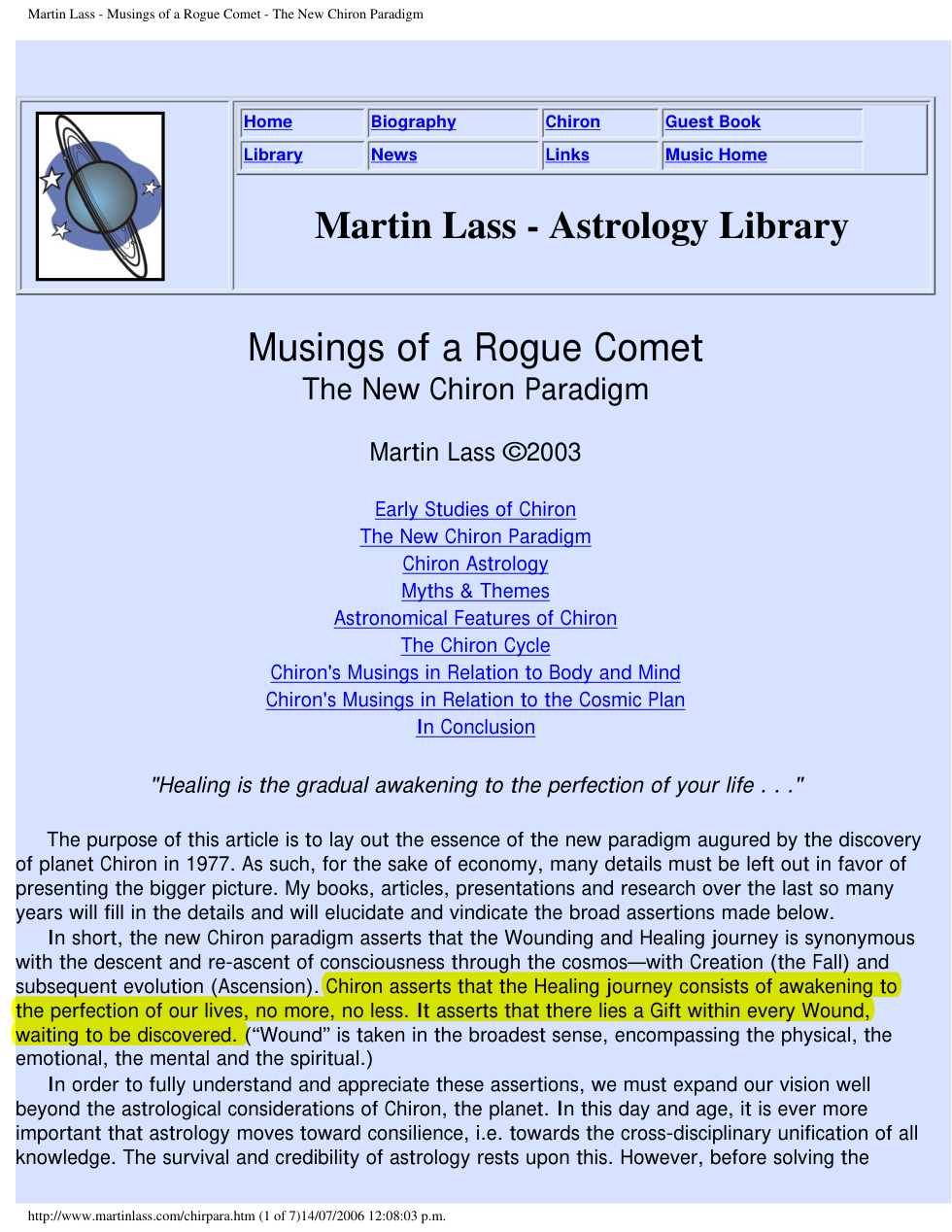 Musings of a Rogue Comet - Chiron cover