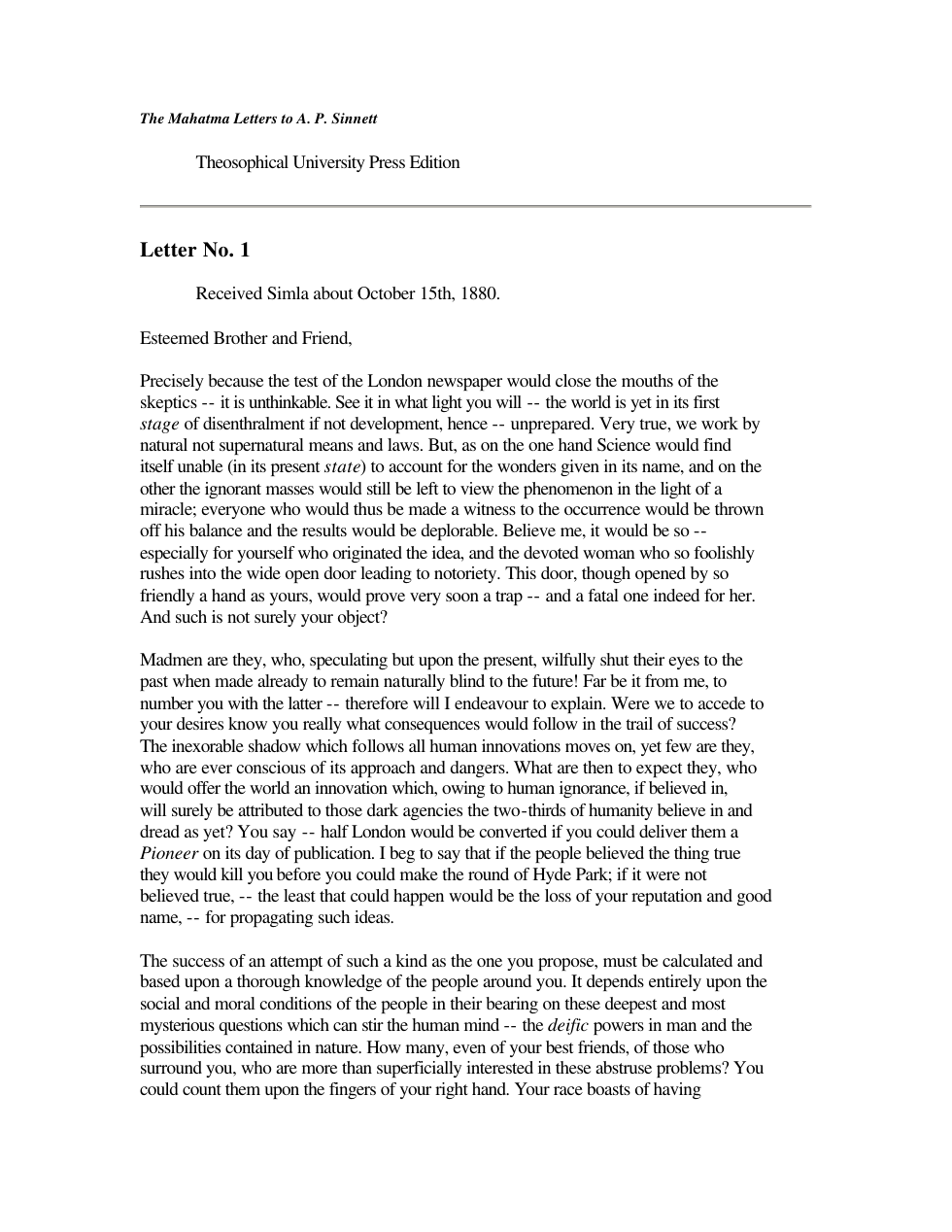 Mahatma Letters 1 Thru 25 cover