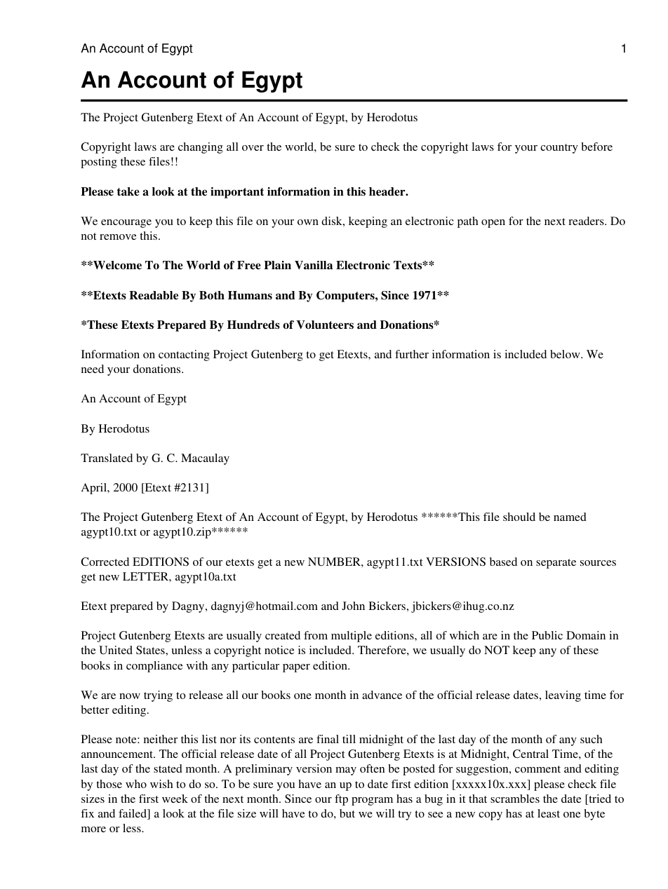 An Account of Egypt cover