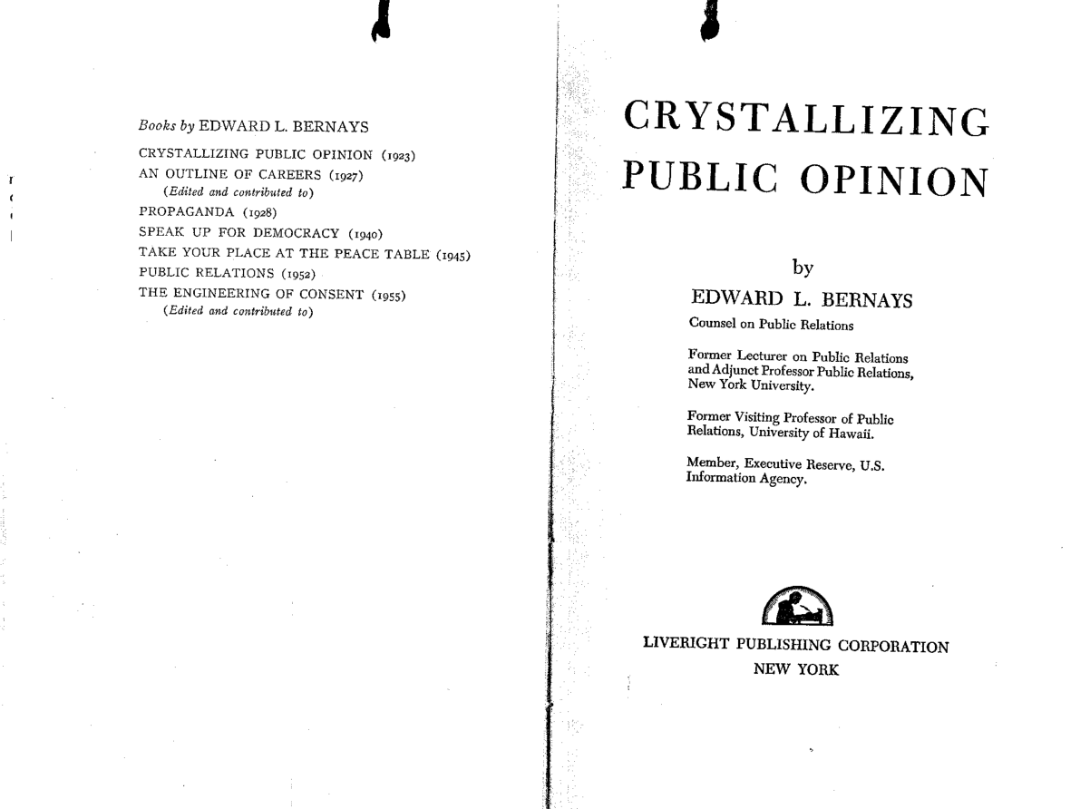 Edward Bernays - Crystallizing Public Opinion cover