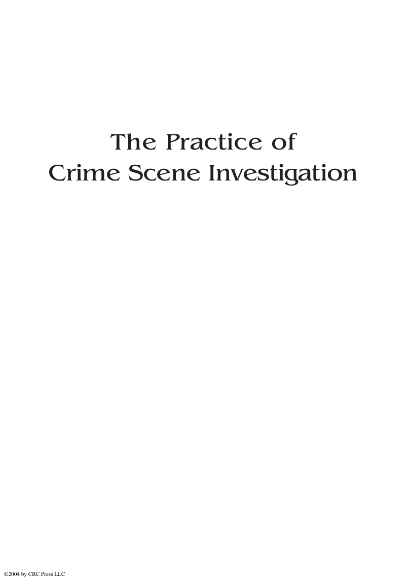 The Practice of Crime Scene Investigation cover