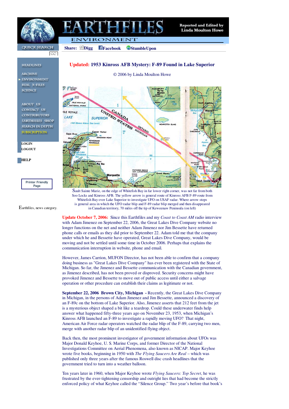 10 07 2006 Updated 1953 Kinross AFB Mystery F-89 Found in Lake Superior cover