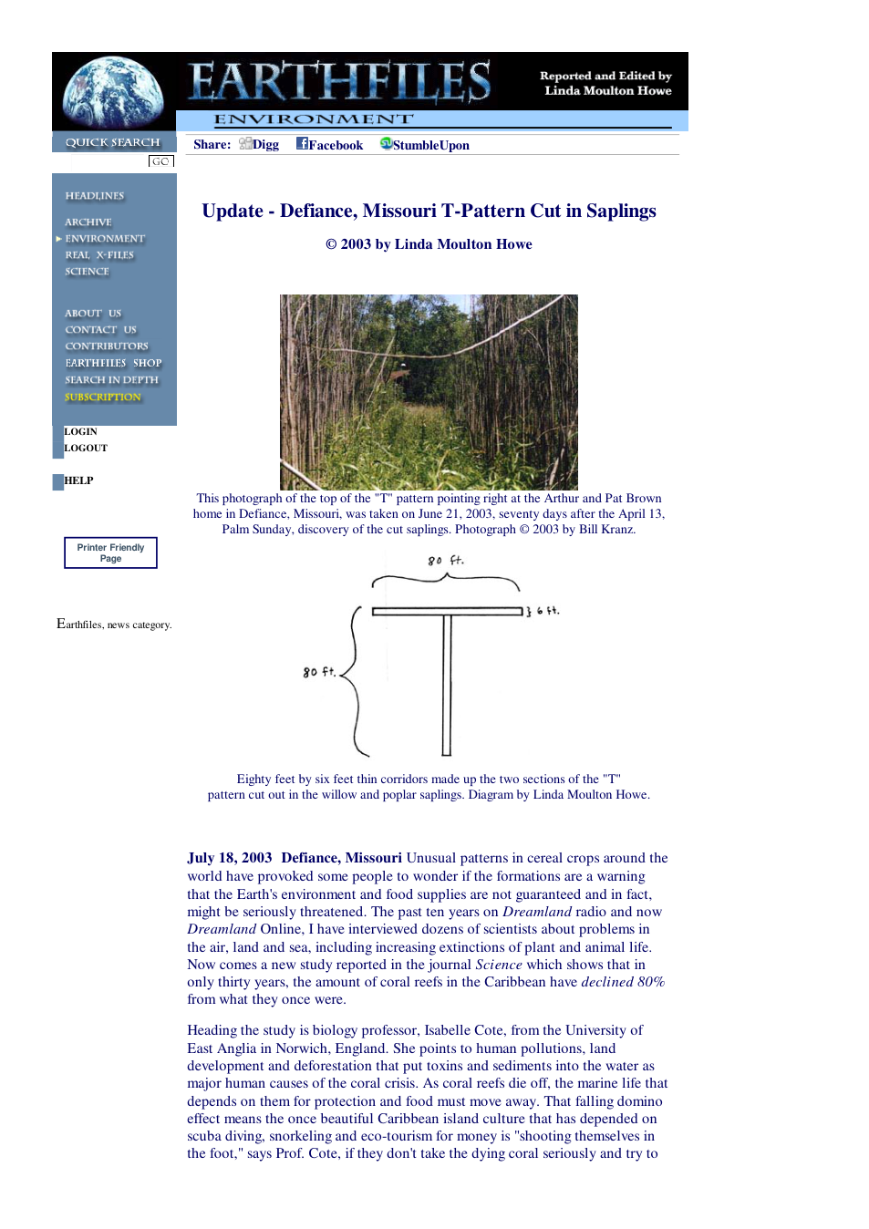 07 19 2003 Update - Defiance, Missouri T-Pattern Cut in Saplings cover