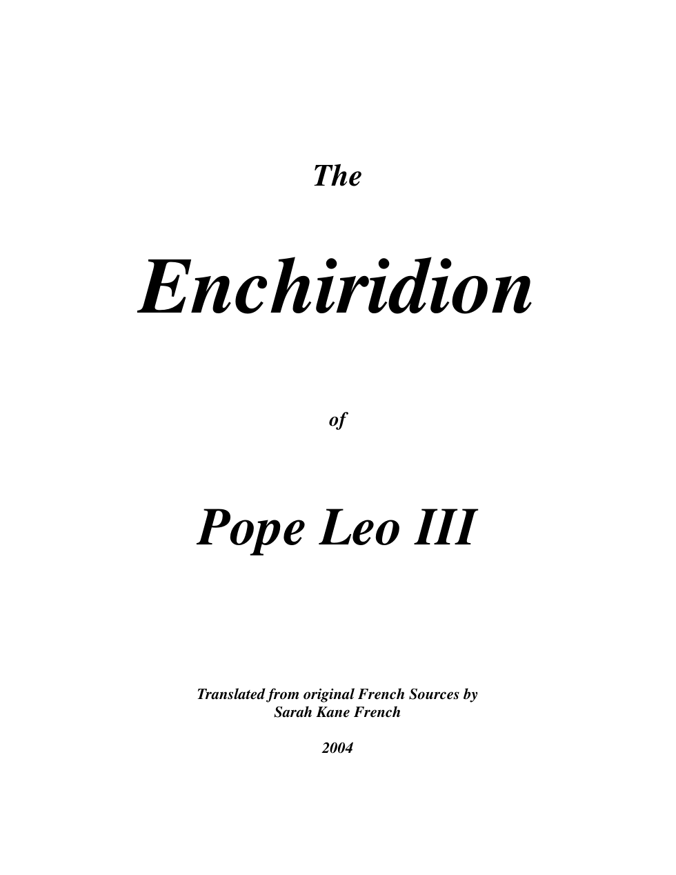 The Enchiridion of Pope Leo III cover