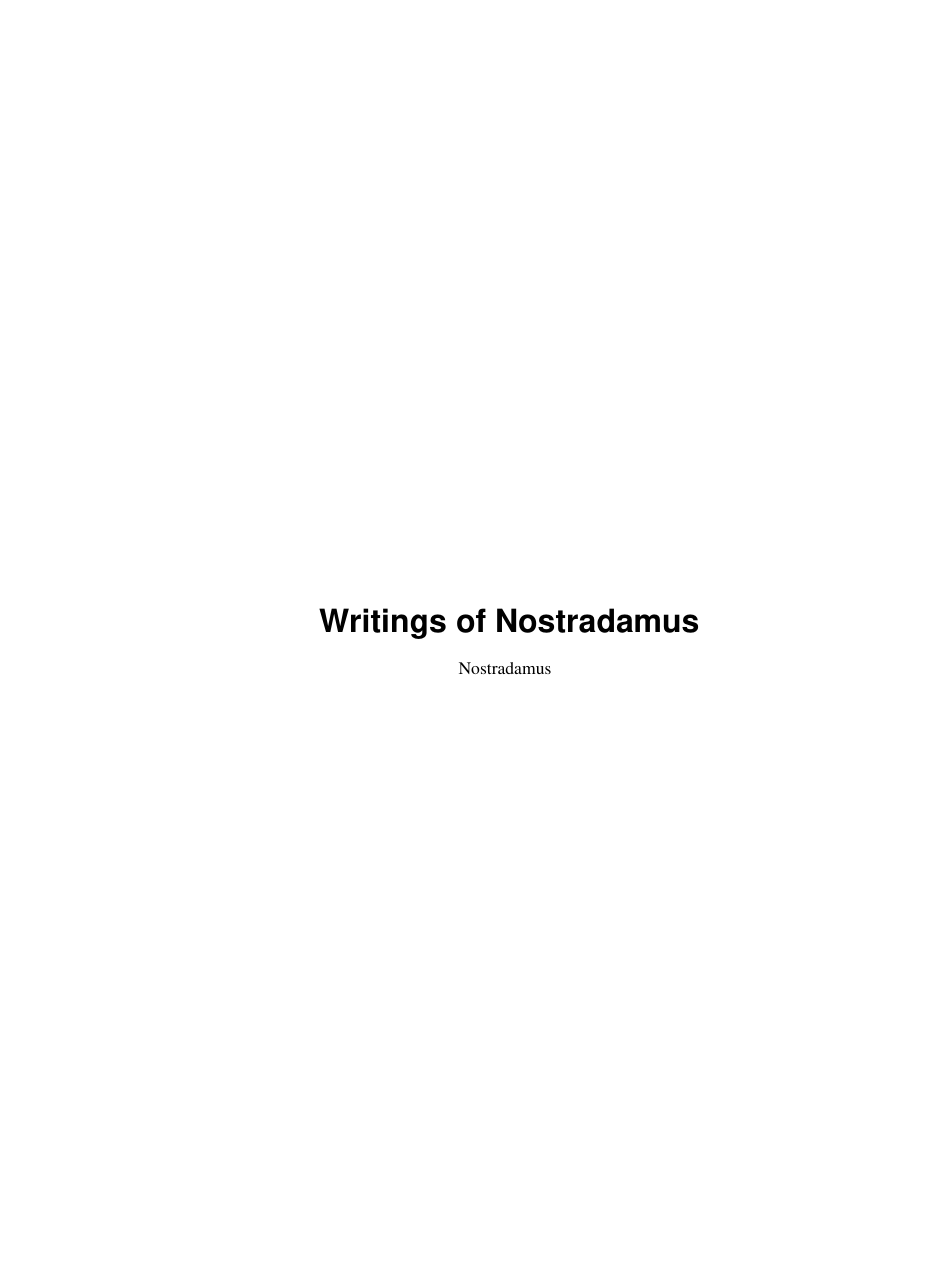 Writings of Nostradamus cover