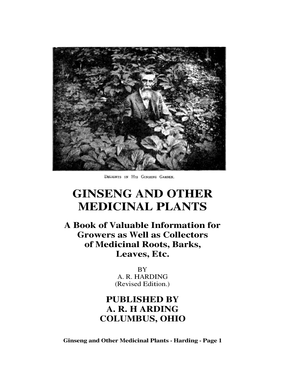 Ginseng & Other Medicinal Plants - A R Harding cover