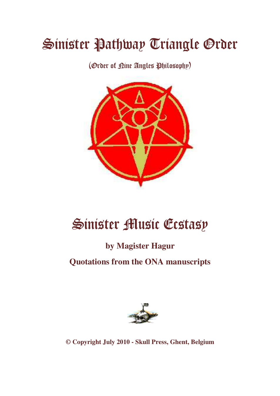SinisterMusicEcstasy cover