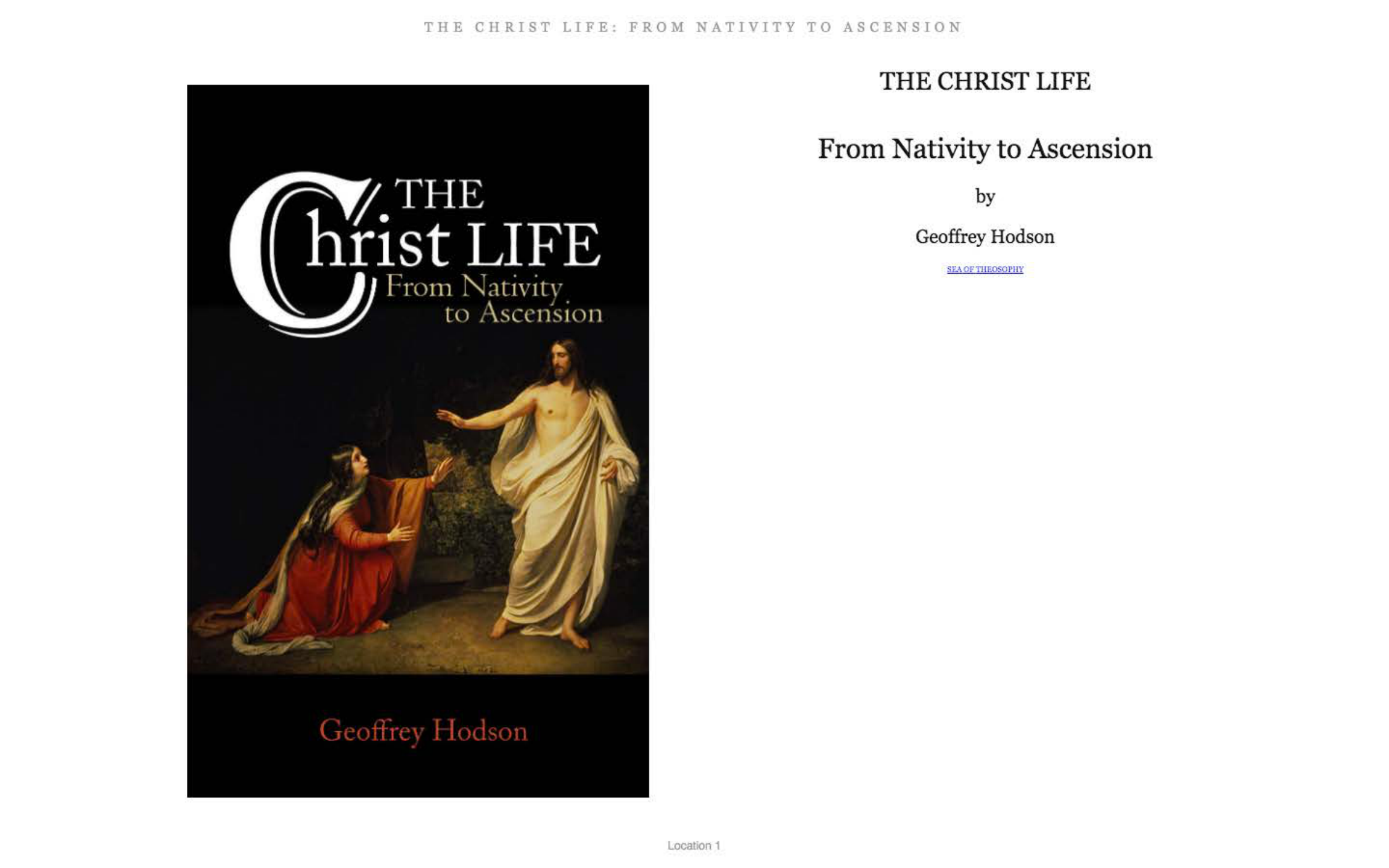 Geoffrey Hodson - Christ Life - From Nativity To Ascension cover
