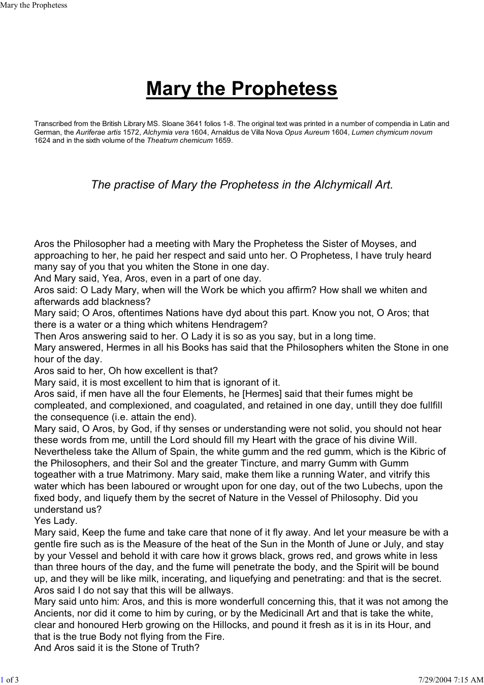 Mary the Prophetess cover