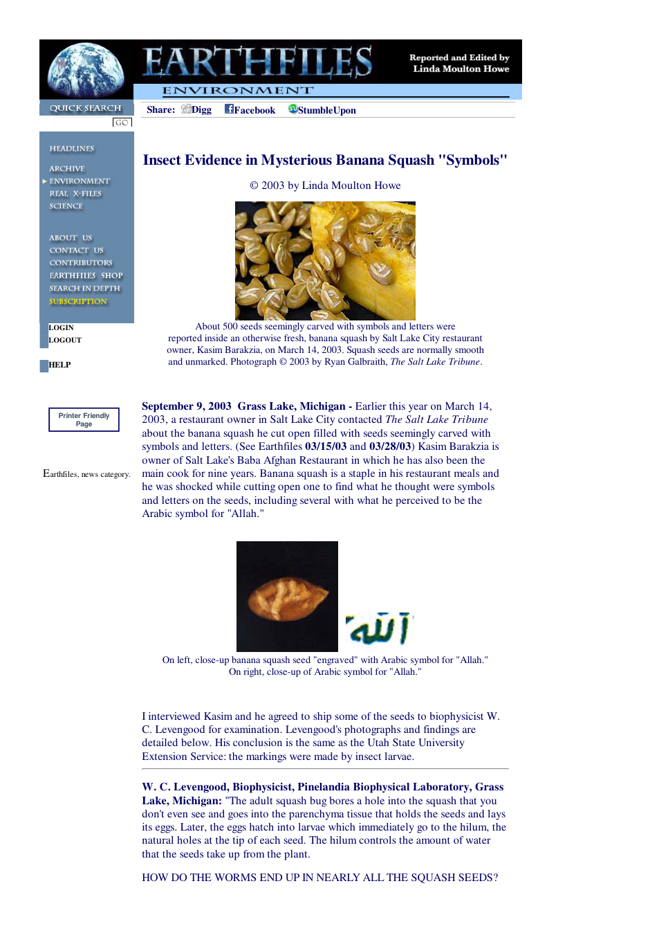 09 09 2003 Insect Evidence in Mysterious Banana Squash Symbols cover