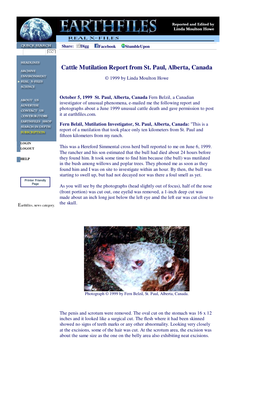 10 05 1999 Cattle Mutilation Report from St. Paul, Alberta, Canada cover