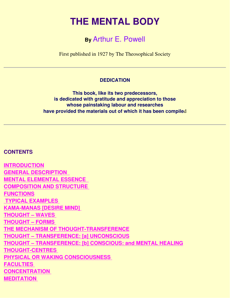 Arthur E Powell - The Mental Body cover