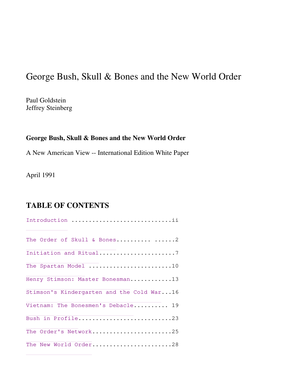 White Papers (Skull and Bones) - By Goldstein & Steinberg cover