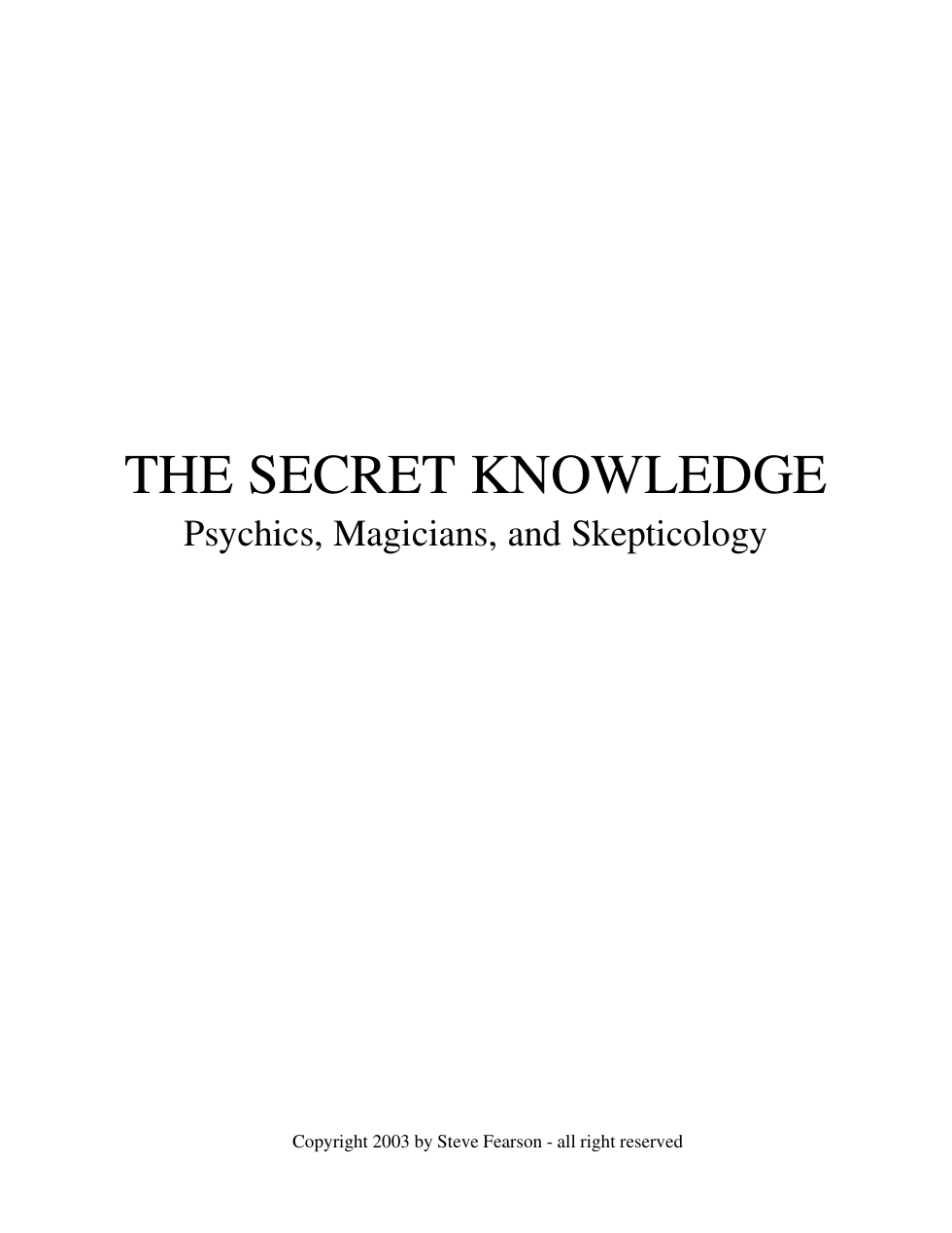 Steve Fearson - The Secret Knowledge cover