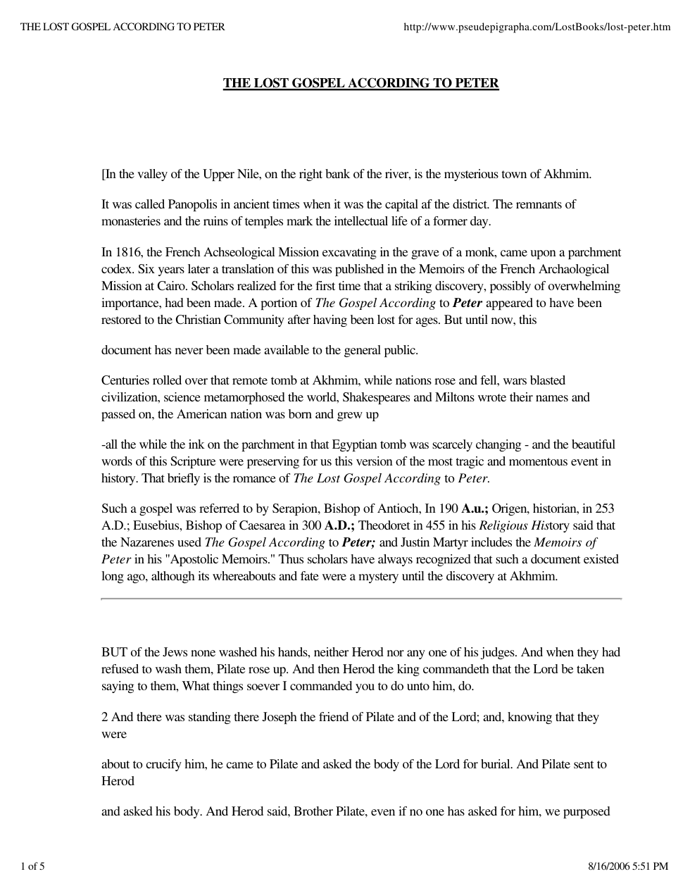 LOST GOSPEL ACCORDING TO PETER cover