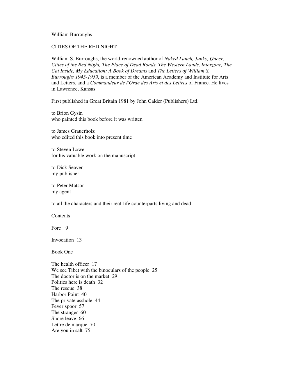 Microsoft Word - William Burroughs -Cities of the Red Night.doc cover