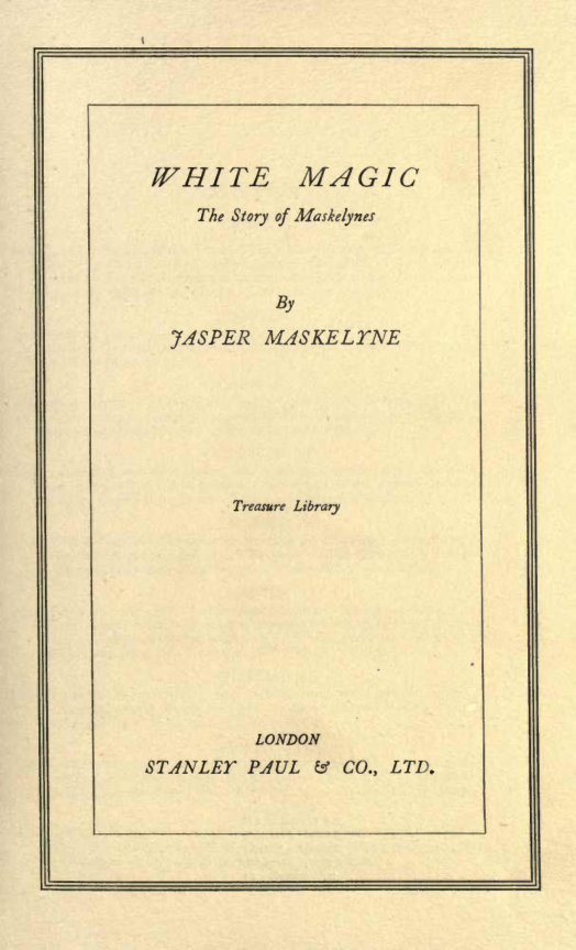 White Magic - J Maskelyne cover