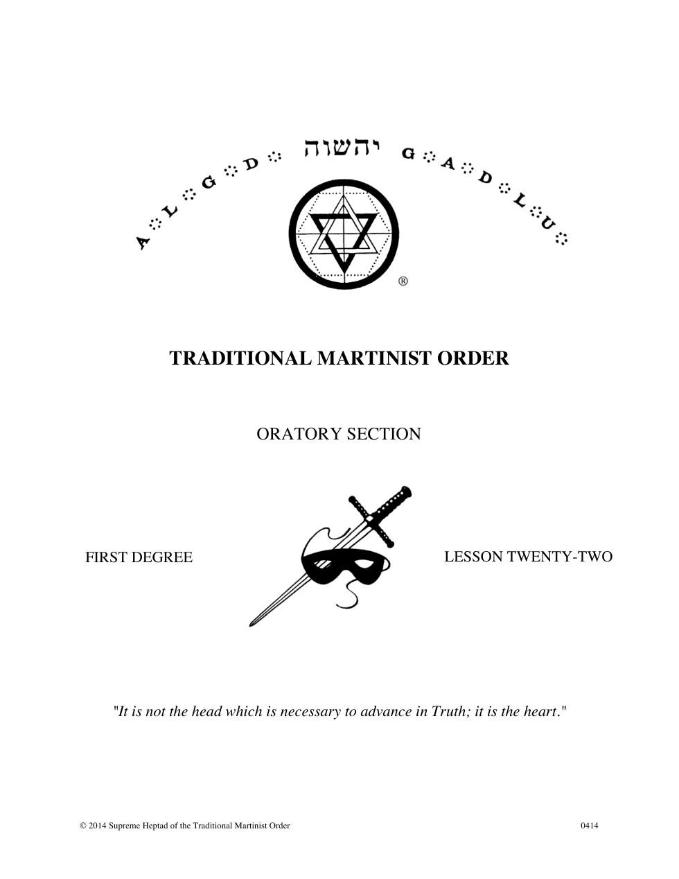 First Degree Lesson 22-09212014 cover
