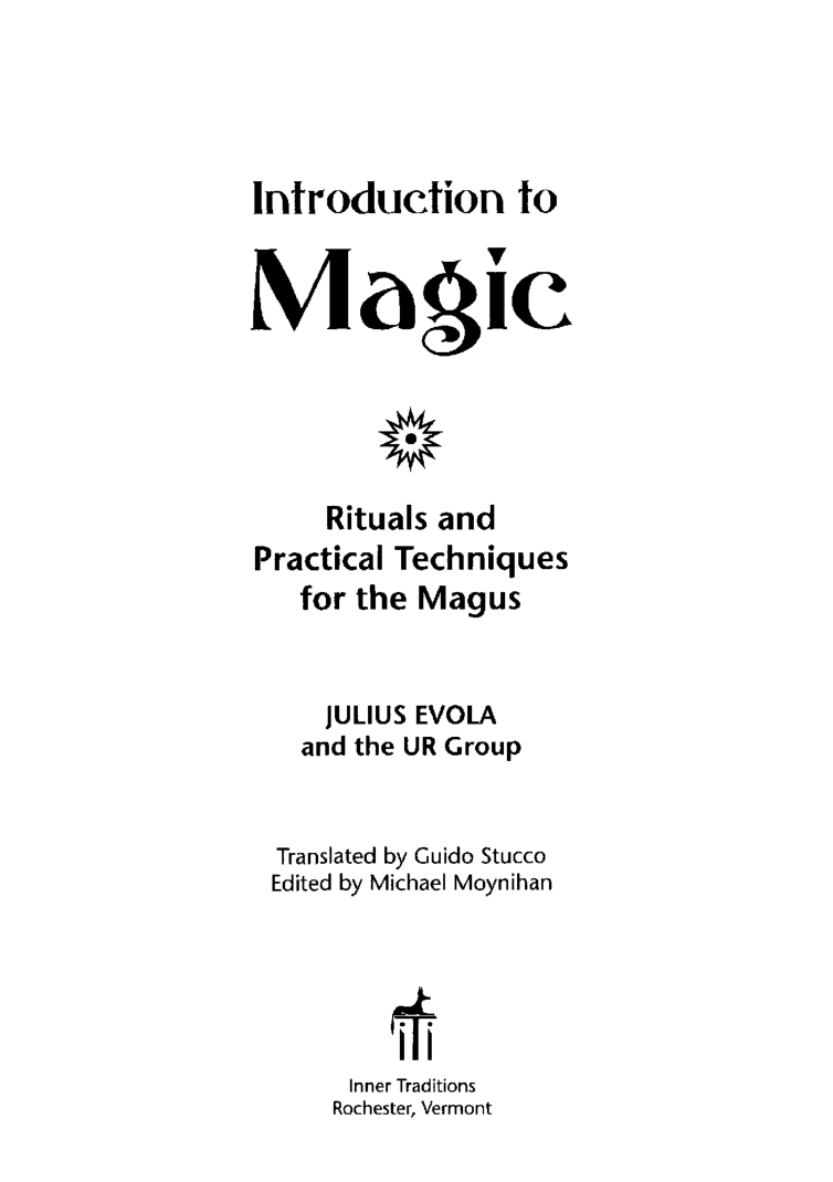 Julius Evola and the UR Group - Introduction to Magic cover
