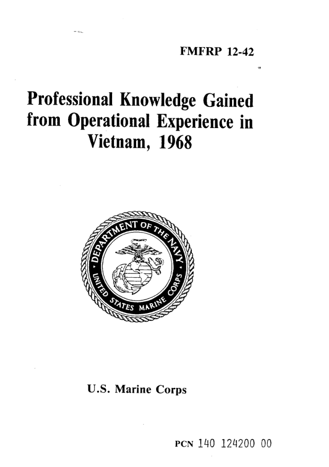 FMFRP 12-42 Professional Knowledge Gained From Operational Experience In Vietnam, 1968 cover