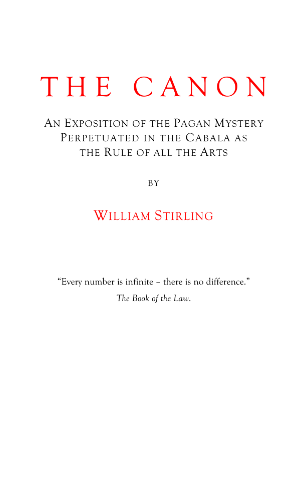 The Canon - W Stirling cover