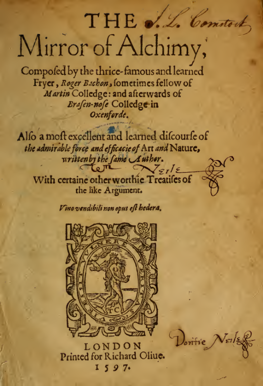 The Mirror Of Alchimy(1597) cover