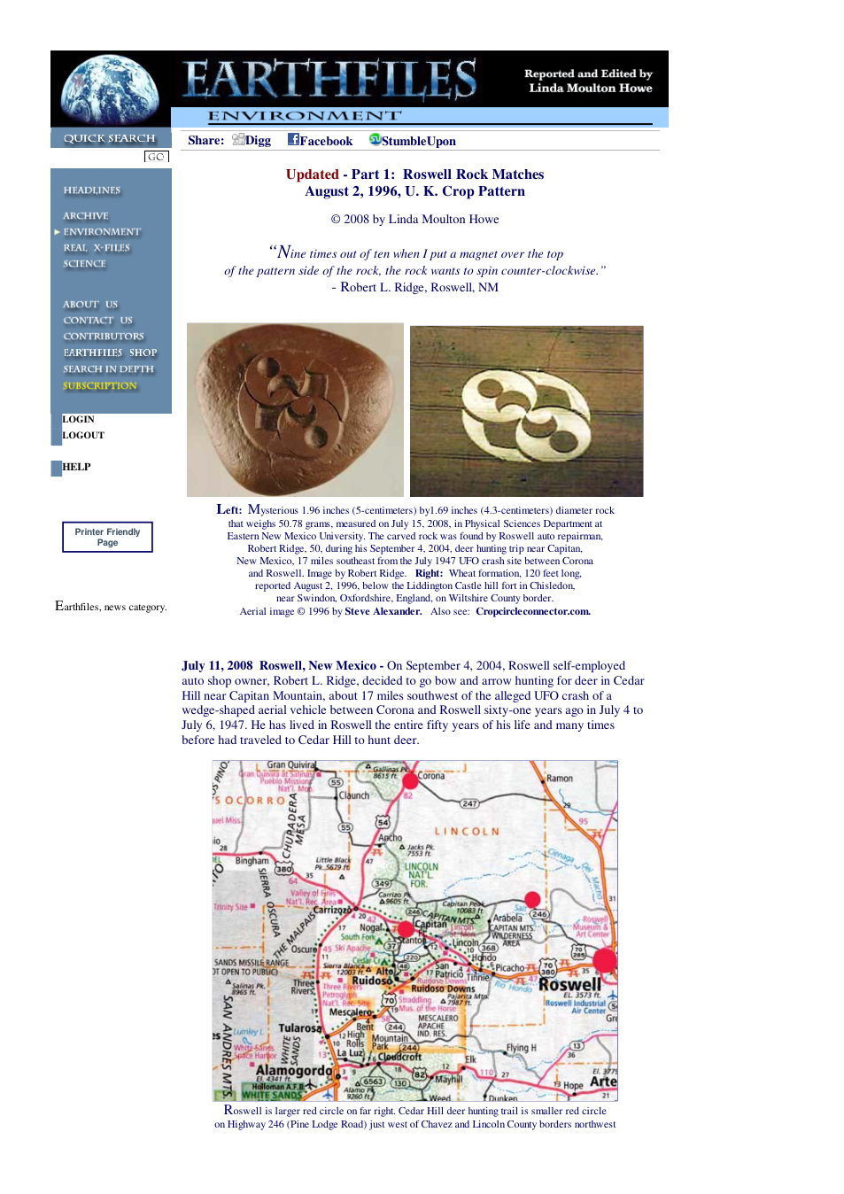 07 11 2008 Updated - Part 1 Roswell Rock Matches August 2, 1996, U. K. Crop Pattern cover