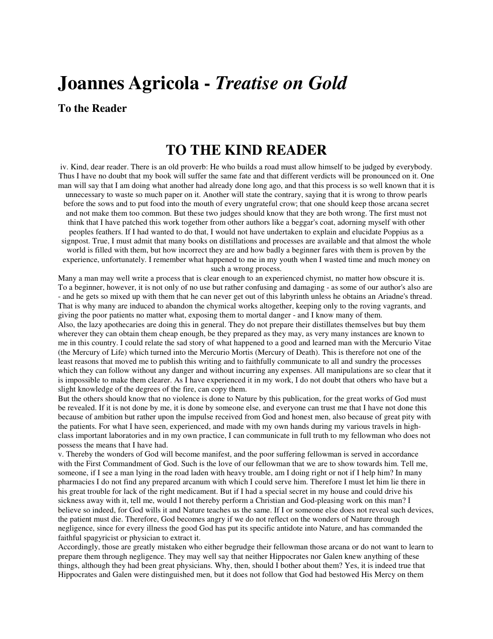 Joannes Agricola A Treatise on Gold cover
