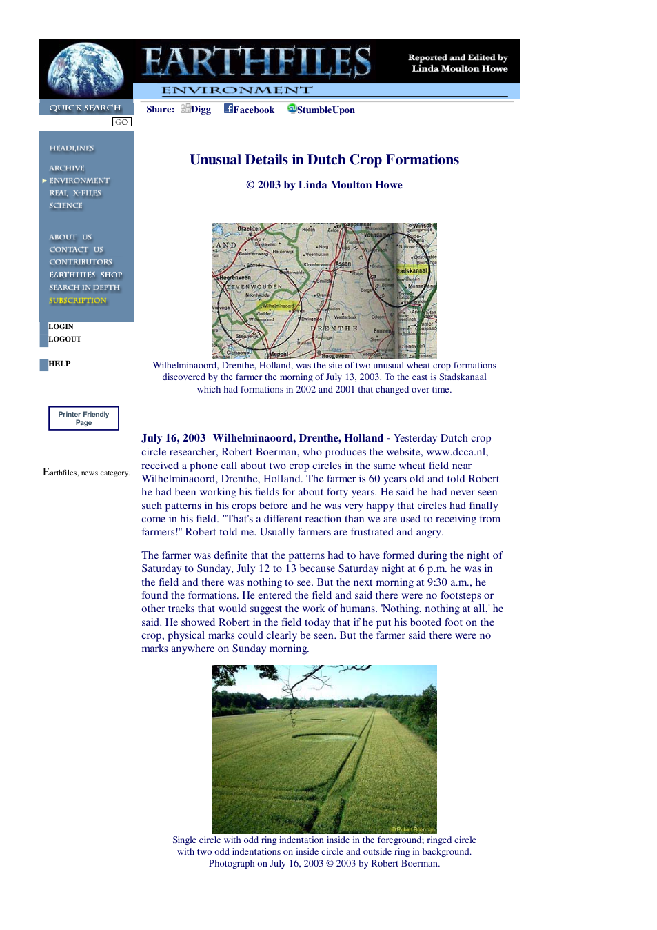 07 16 2003 Unusual Details in Dutch Crop Formations cover