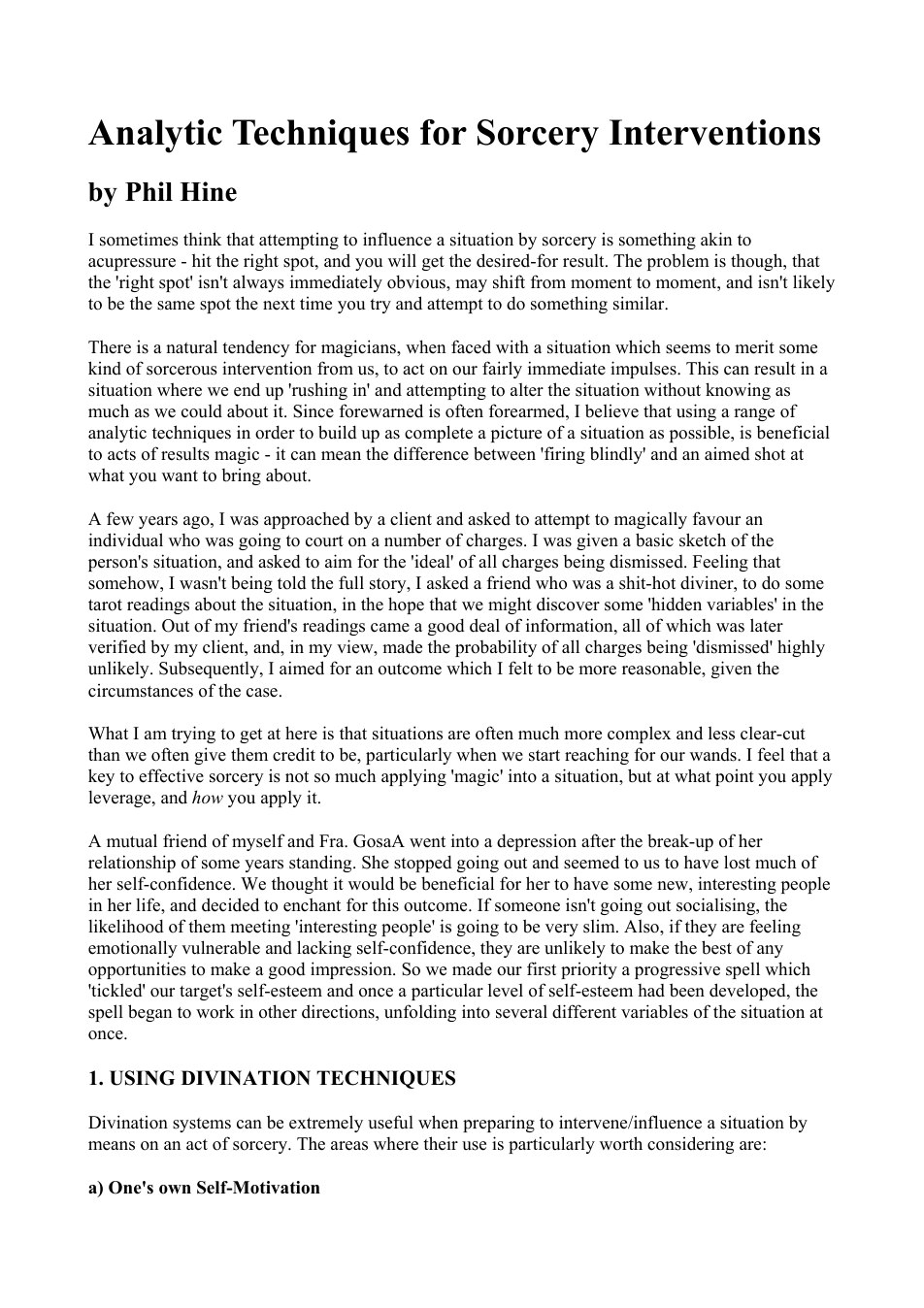 Phil Hine - Analytic Techniques for Sorcery Interventions cover