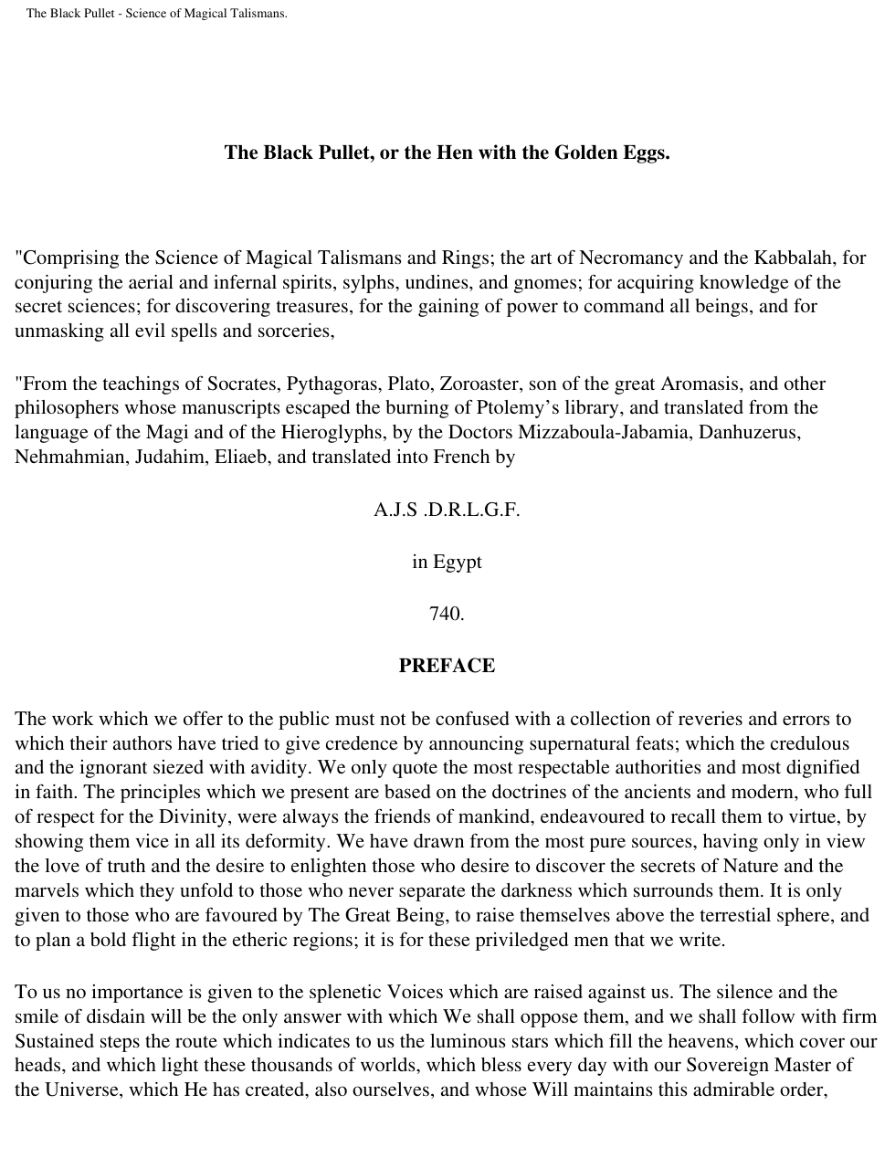 The Black Pullet Science of Magical Talisman cover