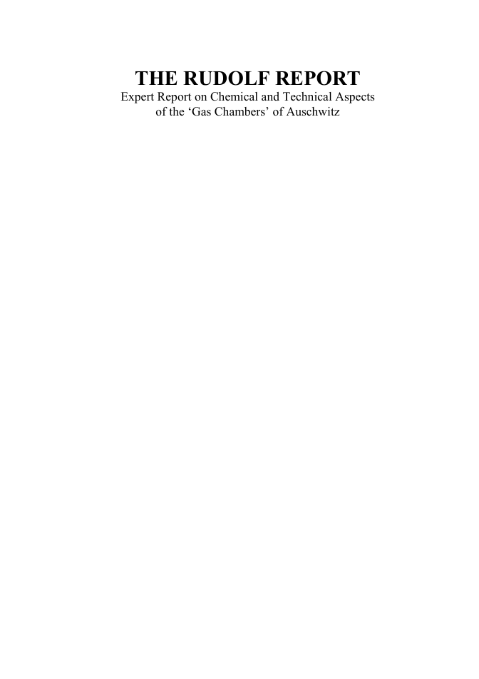 Germar Rudolf -Rudolf Report-Expert Report on Chemical and Technical Aspects of Gas Chambers of Auschwitz cover