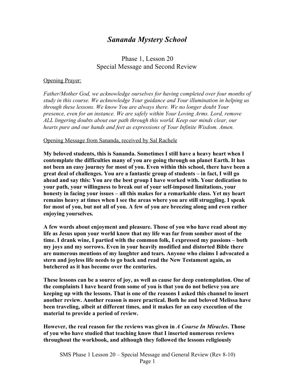SMS Phase 1 Lesson 20 - Special Message and Second Review cover