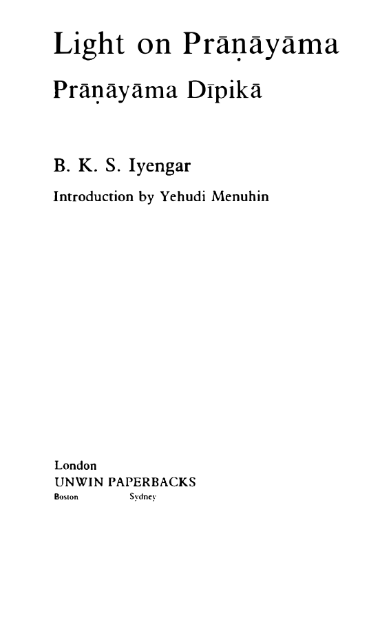 Iyengar BKS - Light on Pranayama [OCR] cover