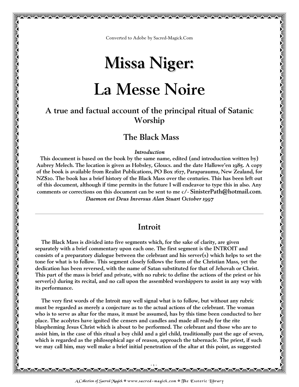 La Messe Noire (The Black Mass) cover