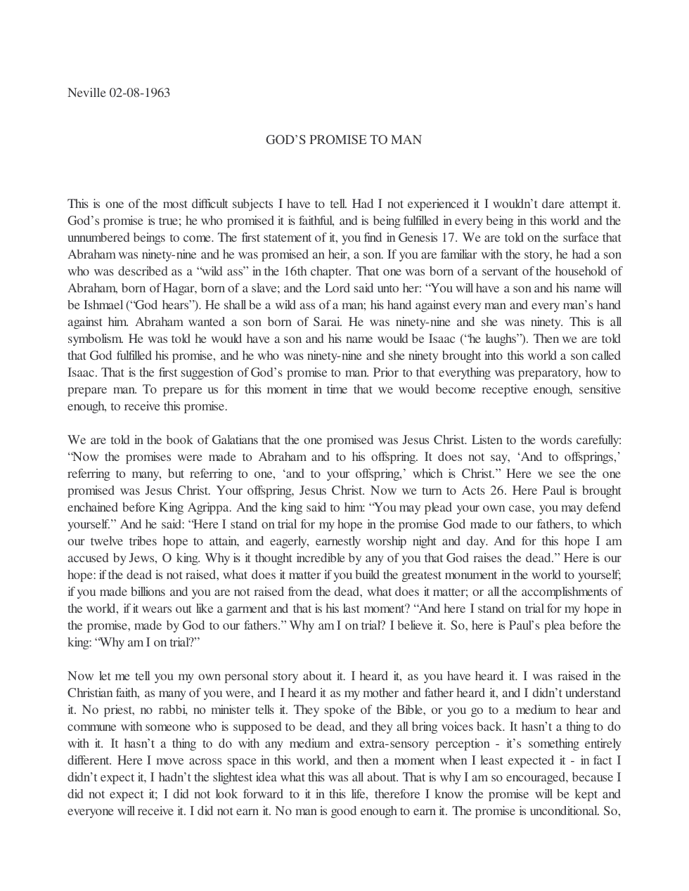 1963.02.08, Gods Promise To Man cover