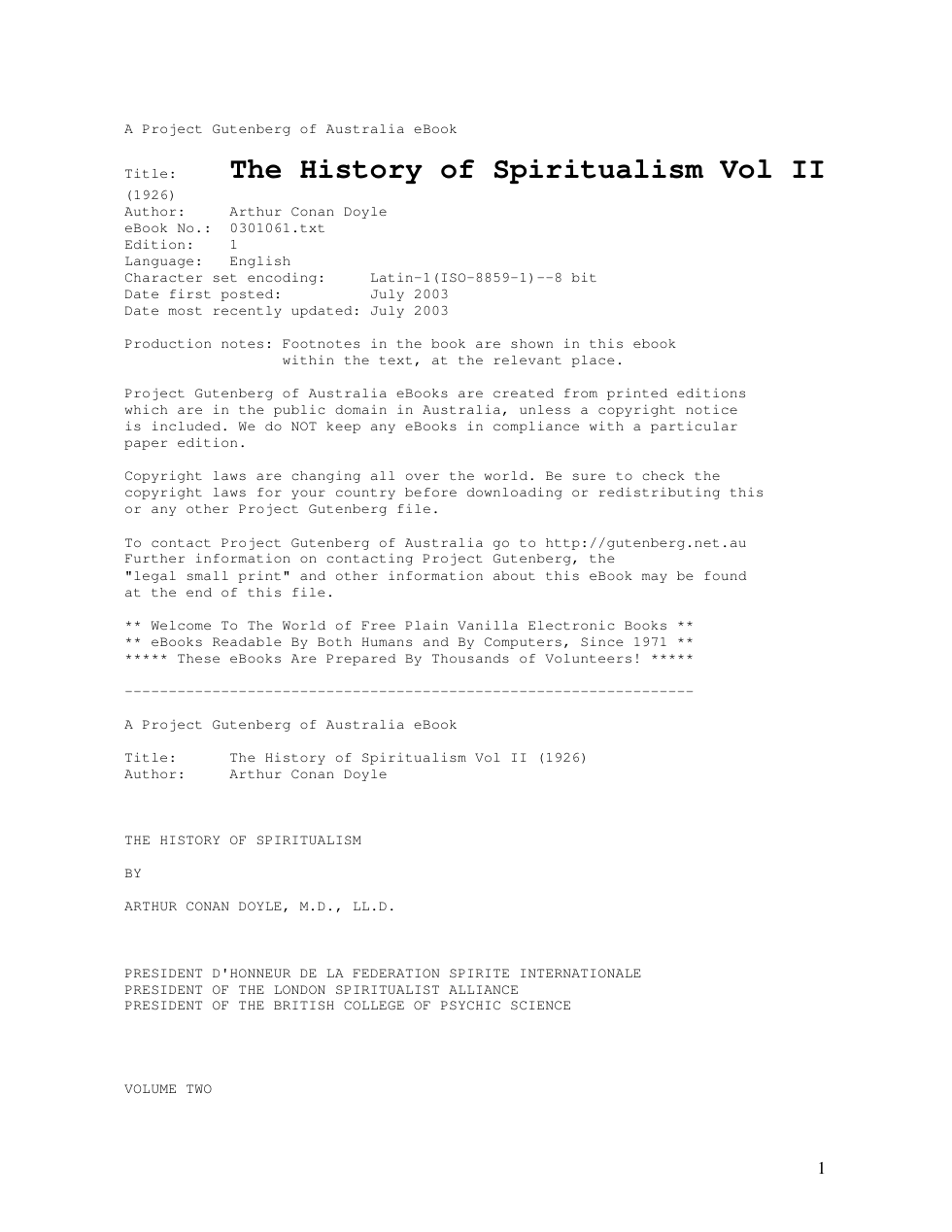 Arthur Conan Doyle - The History of Spiritualism II cover