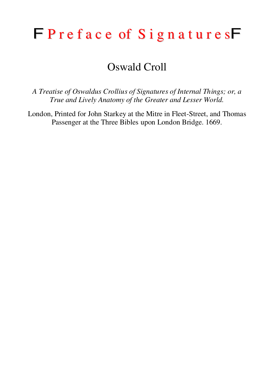 Preface of Signatures - O Croll cover